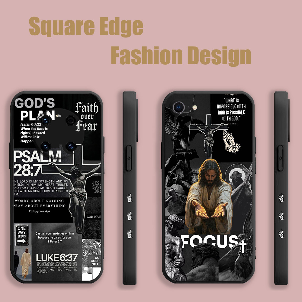 เคสสําหรับ iPhone 15 Pro Max 16 PRO MAX 16e Bible Verse JESUS God Aesthetic ZDK03 เคสโทรศัพท์ขอบสี่เ