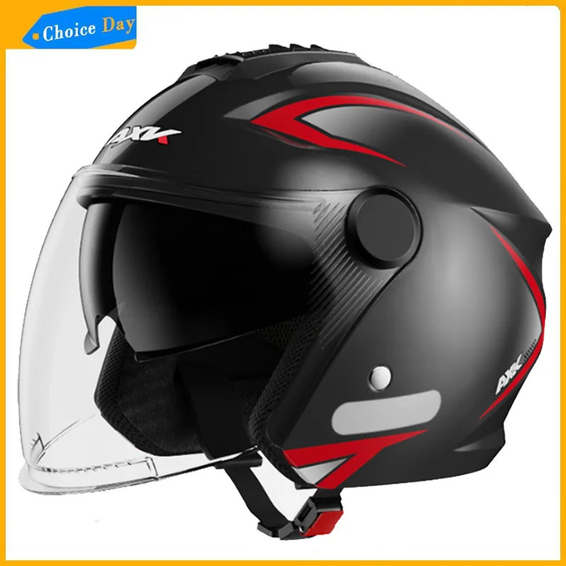 Motorcycle Half 3/4 Open Face Helmet Double Lens Men Women Four Seasons Electric Bicycle Open Helme