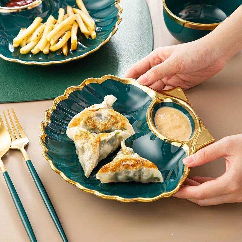 C Ceramic Jiaozi Vinegar Dish Home Special-D Plate Sushi Breakfast French Fries