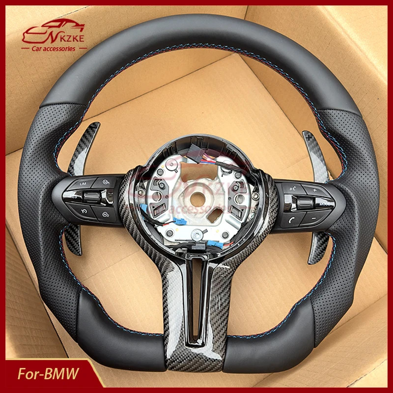 Suitable for BMW M2/M3/M5/F10/F30/F20/E90/E71 modified thong carbon fiber steering wheel assembly