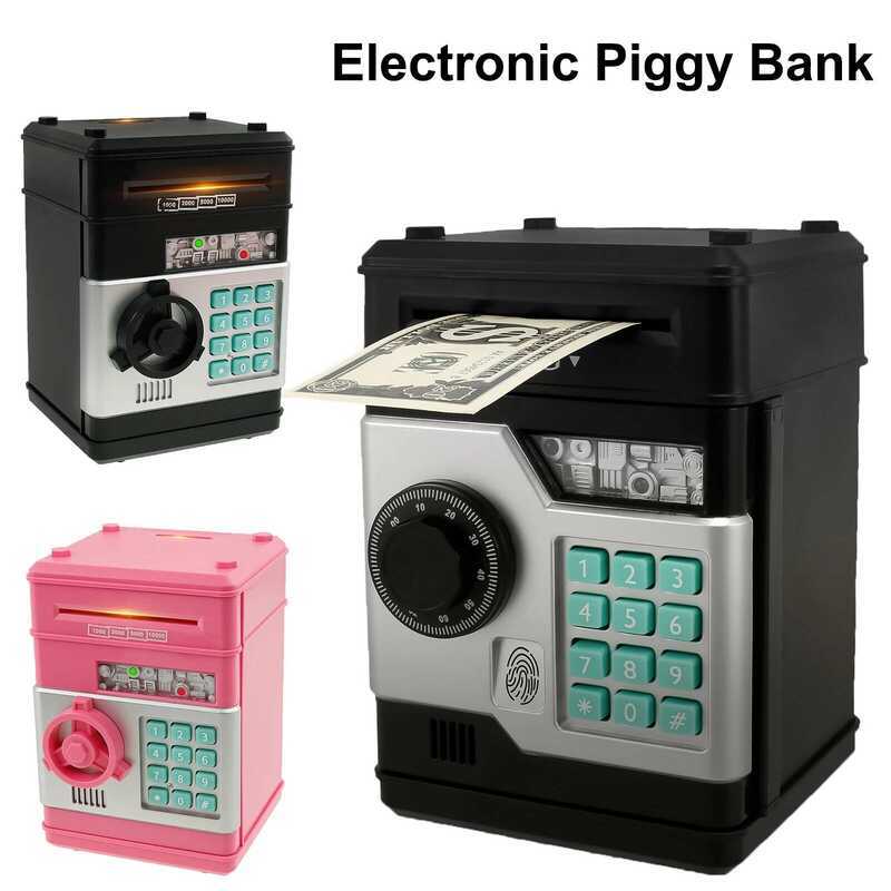 C Electronic Piggy Bank Kids Fingerprint Pas Money Coin Bank Mini Saving Bank Toys Cash Coin Can AT