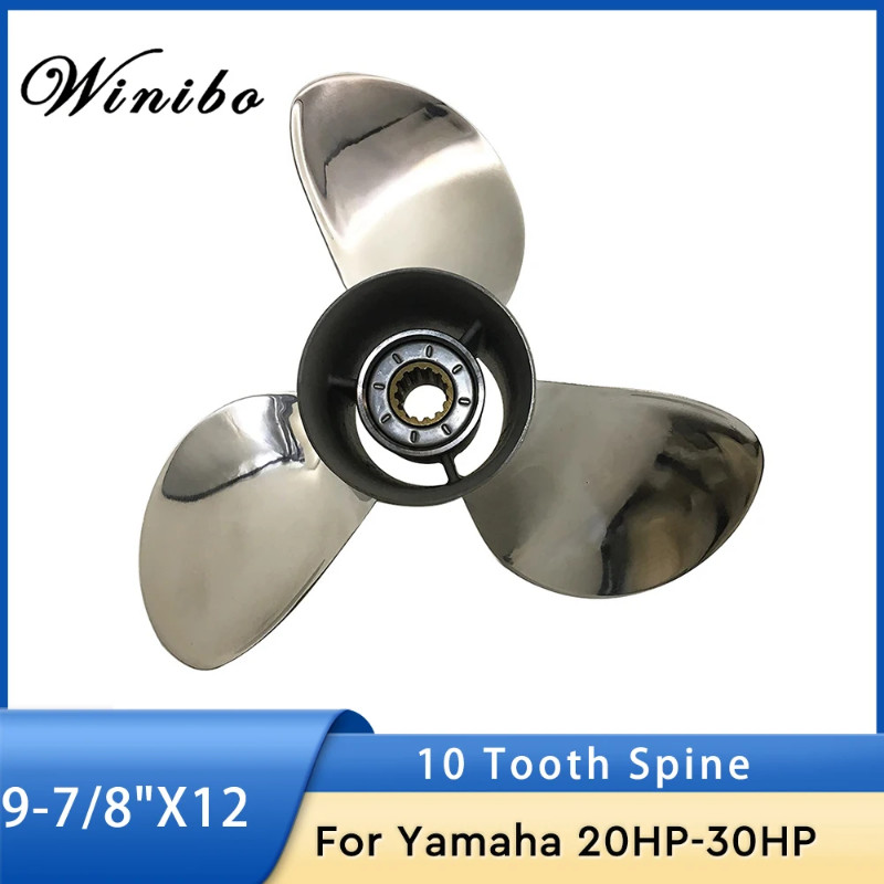 Propeller with Stainless Steel for Yamaha Outboard Engine 20hp 25hp f25hp 30hp, 9-7/8×12-F , 664-45