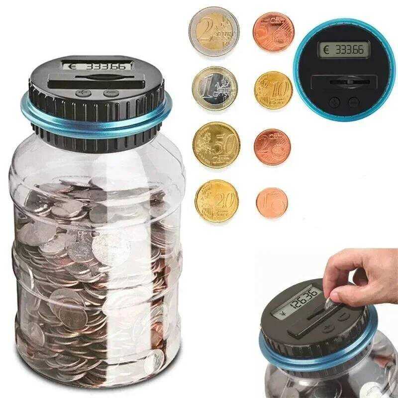 C Electronic Digital Currency Counter LCD Counter Currency Savings Box Can Coin Storage Box For USD