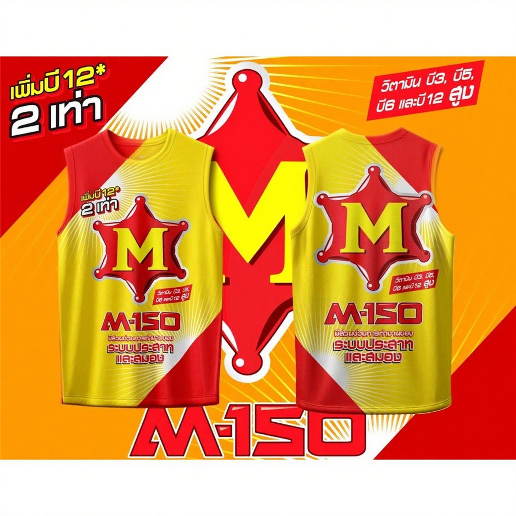 เสื้อโปโล  ลาย M-150 เครื่องดื่มชูกำลัง