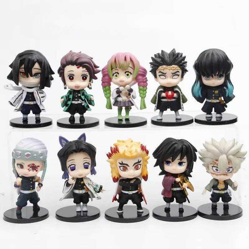 C Anime Demon Slayer Tanjiro Figure Kimetsu No Yaiba Statue Rengoku Shinobu Giyuu Action Fig Desk D