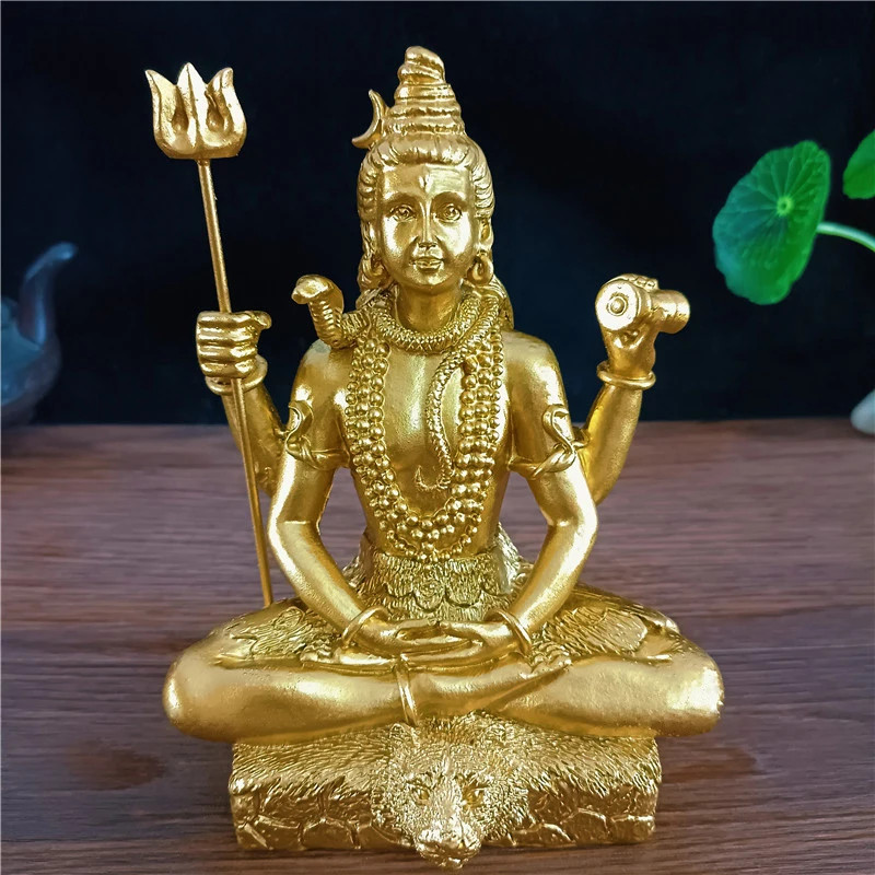 Golden Shiva Statue Hindu Ganesha Vishnu Buddha Figurine Sculpture Room Office Home Decoration Indi