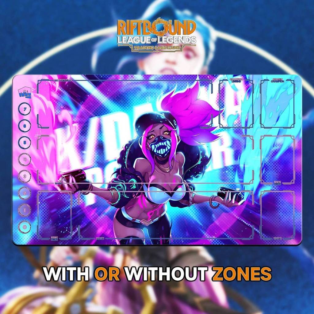 RIFTBOUND LOL TCG Playmat 24x14" (60*35ซม.) | AKALI KDA - ขอบเย็บ