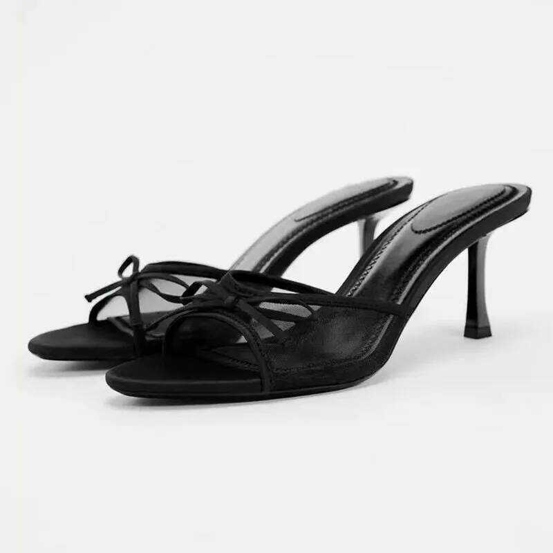 C Women's Sandals Lace Mesh Summer Sgback Sandals High Heel Sandals Fashion Stiletto Women's Shoes