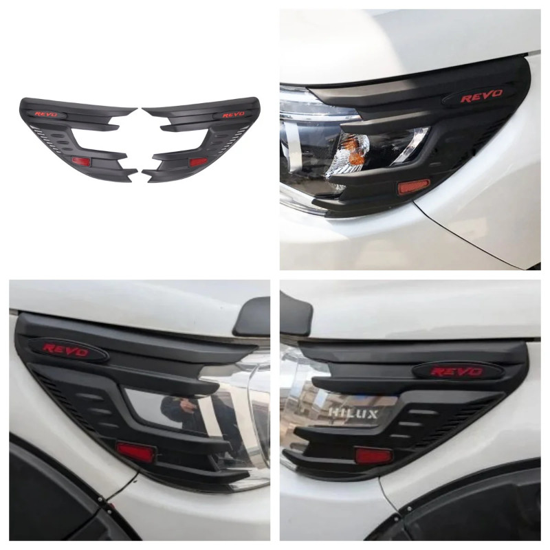 For Toyota Hilux Headlight Decoration Lamp Hoods Head Light Cover Hilux REVO 2015-2021 ABS Body Par