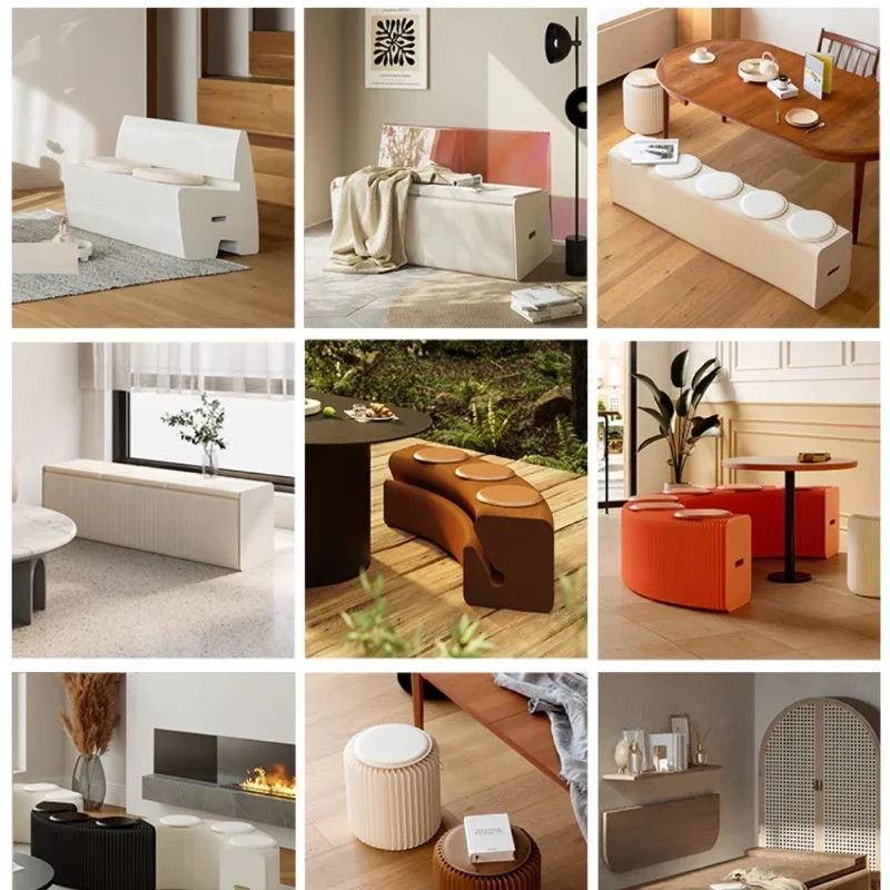 Bench Creative Folding Strip Sofa Stool Lobby Organ Fitting Room Shoe Changing Stool Ottoman Storag
