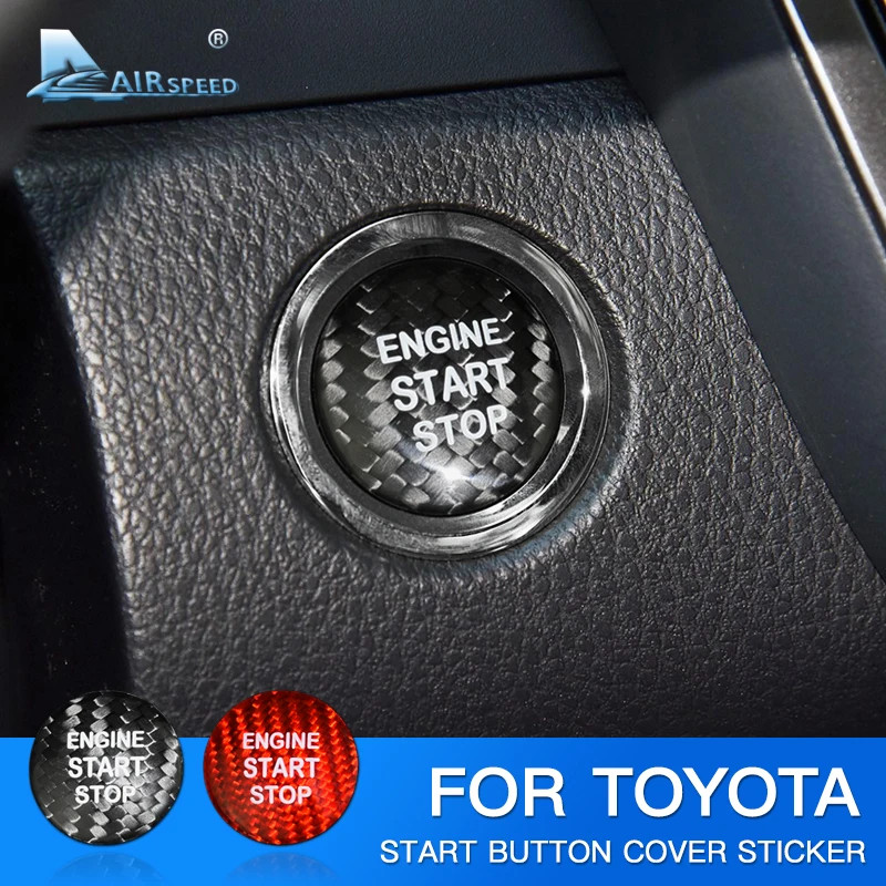 AIRSPEED Carbon Fiber Car Engine Start Button Sticker Interior for Toyota 86 Corolla Avalon Crown V