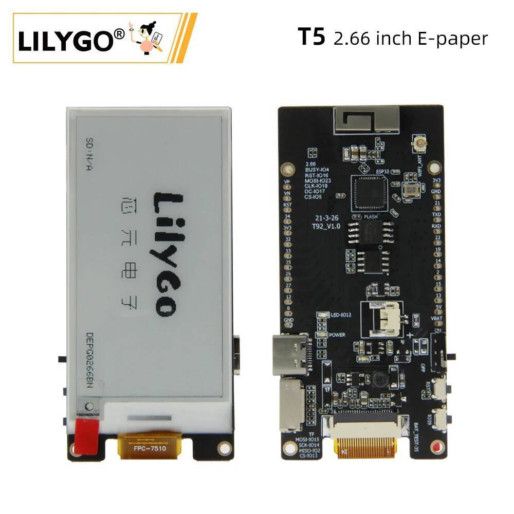 ลิลลี่โก® TTGO T5 2.66 นิ้ว E-Paper Display ESP32 โมดูลพร้อม Wi-Fi บลูทูธใช้งานร่วมกับ T-U2T USB เพื