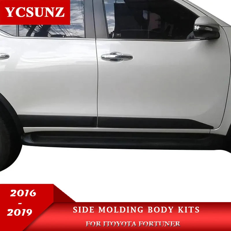 ABS Injection Black Side Molding Body Kit Trim For Toyota Fortuner Hilux Sw4 2016 2017 2018 2019 Ca