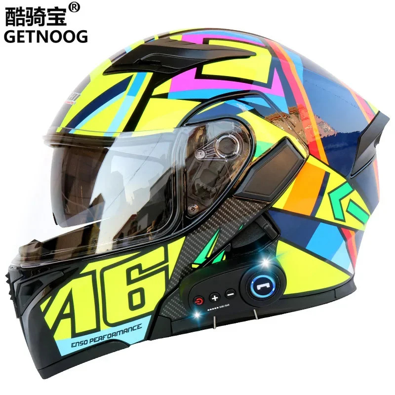 Jiekai Motorcycle Full Helmet Dual Lens Bluetooth Helmet Motocross Safety Helmet DOT Certification