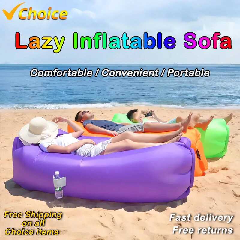 C Outdoor Inflatable Beach Seven Point Sofa Meshred Inflatable Lazy Sofa Portable Camping Sofa Matt