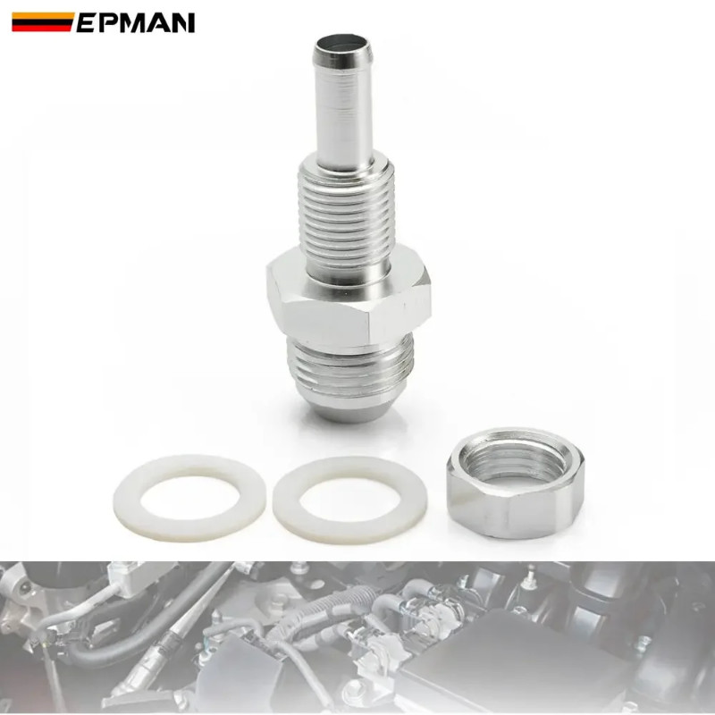 EPMAN AN6/AN8 Flare Male Bulkhead To 5/16" Or 3/8" Hose Barb Fitting Adapter Aluminium For Fuel Pum