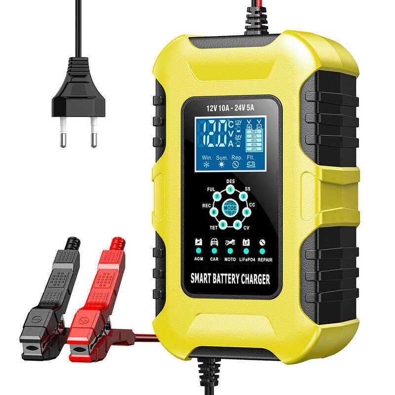 12V10A 24V5A Fast Battery Charger เครื่องชาร์จรถจักรยานยนต์ในรถยนต์ Multi-Mode