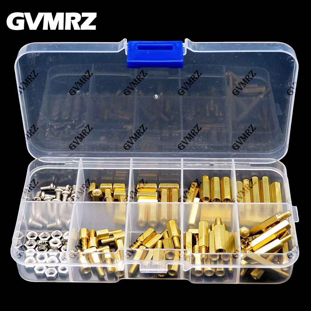 120PCS M3 M2.5 ทองเหลือง Hex คอลัมน์ Standoff สนับสนุน Spacer เสา M3 สกรู Nut สําหรับ PCB Board M3x6 M3*10 M2.5*6