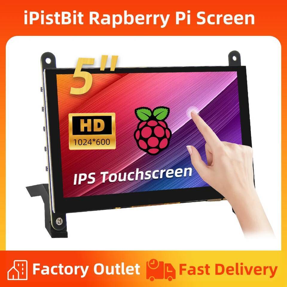IPistBit 5 Raspberry Pi Monitor หน้าจอสัมผัส 1024*600 HDMI IPS Capacitive หน้าจอสําหรับ Raspberry Pi
