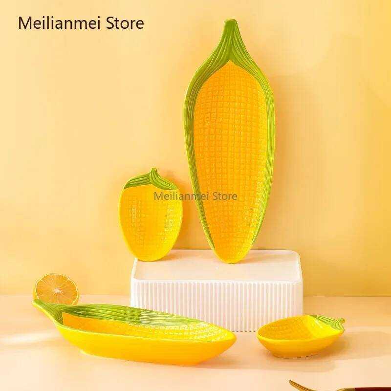 C Yellow Corn Ceramic Plate Household Snack Dessert Sushi Plate Kitchen Utensils And Tableware Dinn