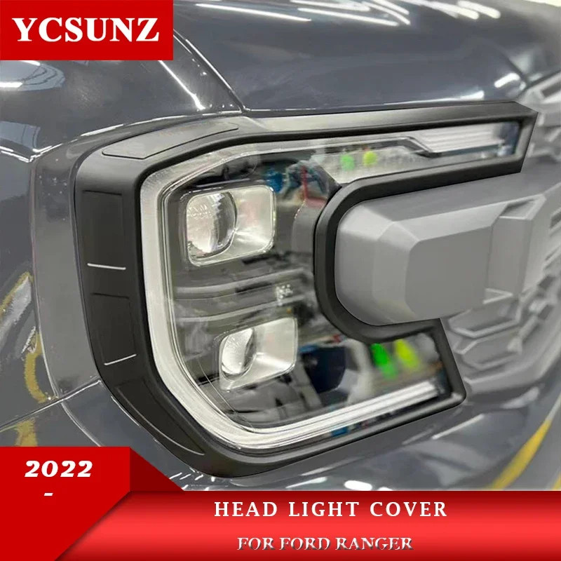 ABS Head light Cover For Ford Ranger T9 Next Generation 2023 2024 2025 XL XLS Front lamp Hood Car A