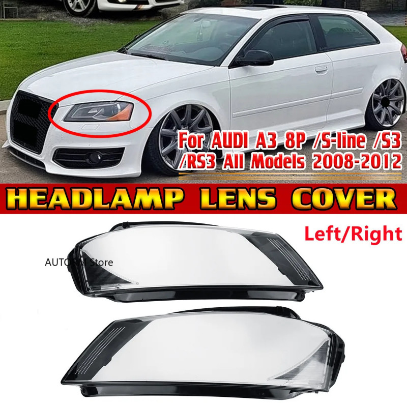 Car Front Headlight Headlamp Lens CoverFor Audi A3 8P S-line S3 RS3 facelift 2008-2012 8P0941003 8P