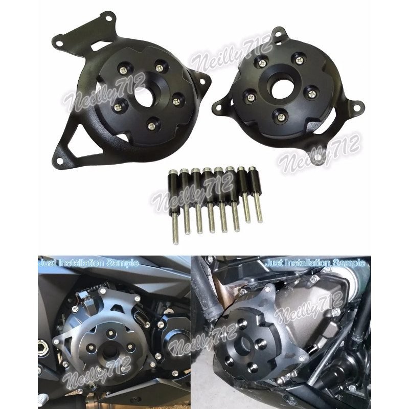 waase Left & Right Engine Stator Clutch Cover Guards Protector Black For Kawasaki Z800 ZR800 2013 2