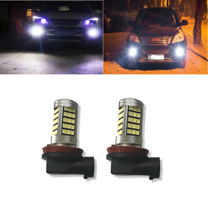 2PCS/Set LED Car Fog lights H11 66SMD 2835 Car Accessories Indicator Bulb Fog LAMP Running Lights l