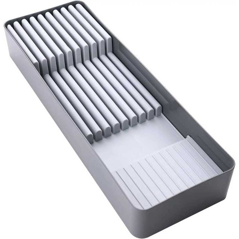 C Knife Drawer Organizer With In-Drawer Knife Block For Knives, Kitchen Utensil Organizer, BPA Free