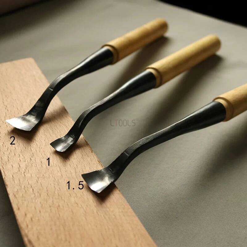 C Hand Forged Carving Knife Wooorking 0° Elbow Durable Round Knife Manual Tools Carpentry Root-Carv