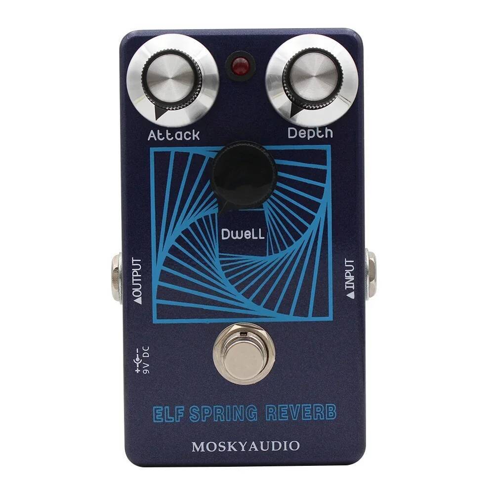 Mosky ELF Spring Reverb Effect Pedal, Vintage Voiced Reverb กีตาร์เหยียบโจมตี/Depth/Dwell Control