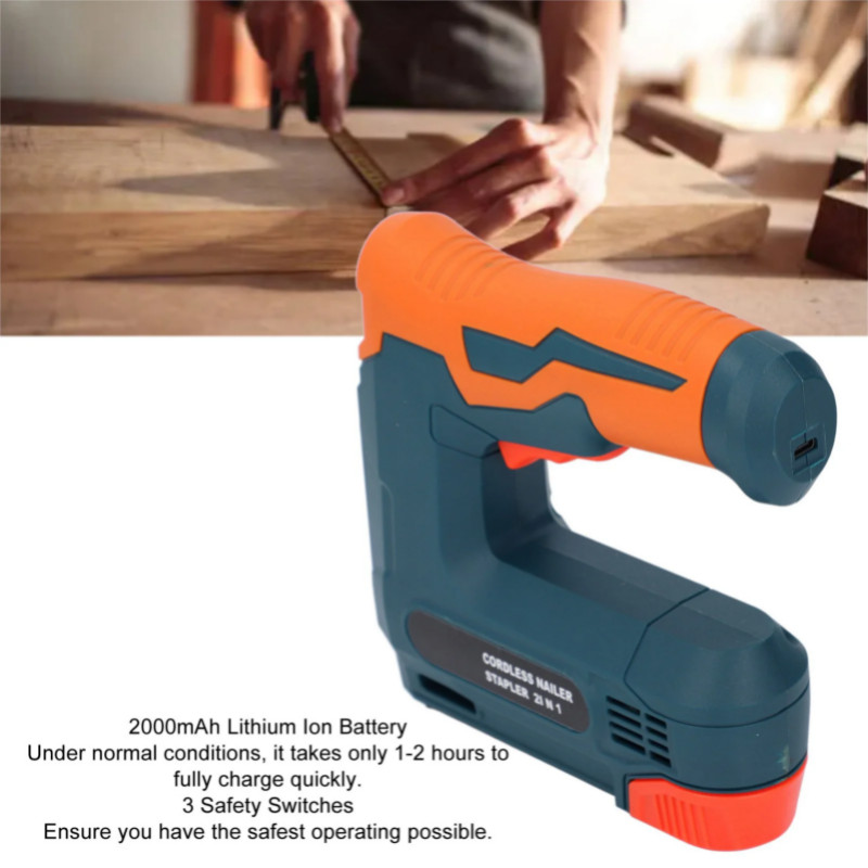 Battery Powered Nail Gun Cordless Brad Nailer Portable USB Charging Battery Powered Nail Gun for Wo