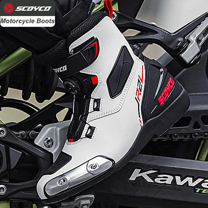 SCOYCO Motocross Boots Men Anti-fall Non-slip Motorcycle Protective Boots Breathable Wear-resistant