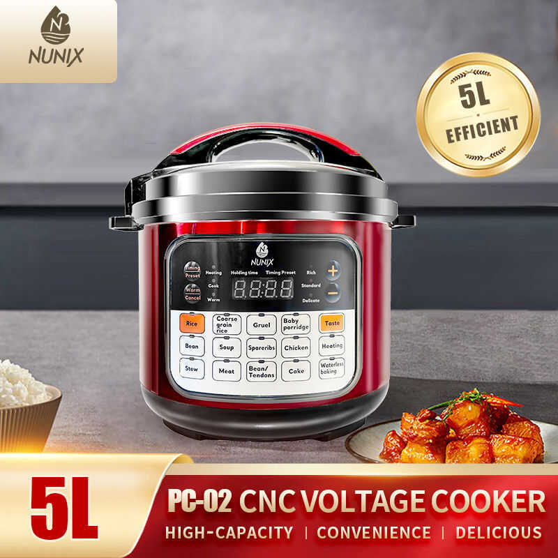 หม้อกึ่งสําเร็จรูป 5L Cook หม้อหุงข้าวอัจฉริยะแรงดันไฟฟ้า ปลั๊ก 220V อเนกประสงค์ ใช้ไฟฟ้าไทย [รับประ