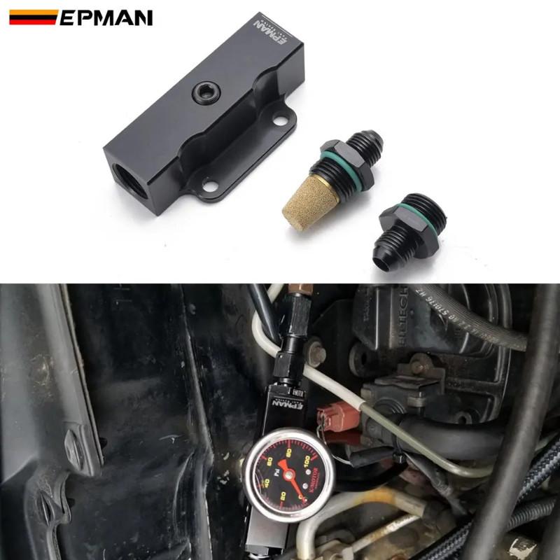 EPMAN Performance Universal Inline AN6 Fuel Filter Billet Aluminium Black 1/8 NPT Port EPOF211AN6