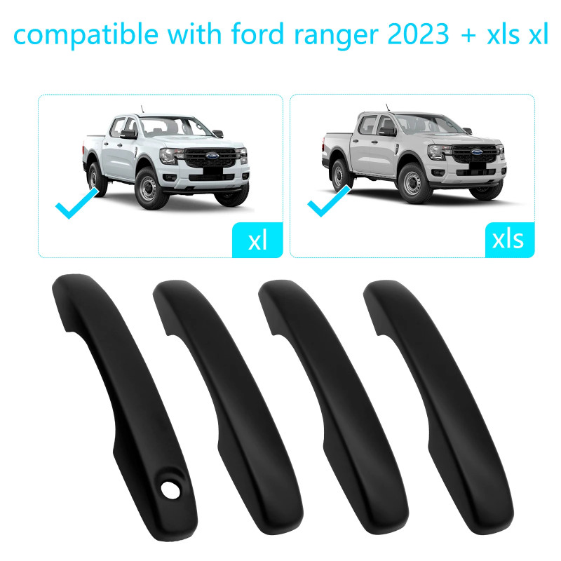 Matte Blake Car Door Handle Protection Protector Cover For FORD RANGER T9 XL XL+ XLS 2022-2024 Part