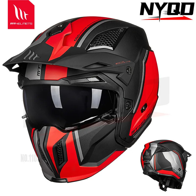 MT Street Fighter Motorcycle Helmet Motorcycle Retro Half Helmet Detachable Modular Helmet motorcyc
