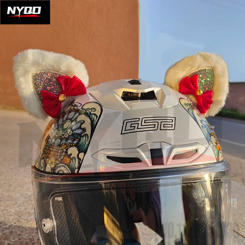 Chinoiserie helmet decoration helmet accessories plush ears ski helmet children's balance motorcycl