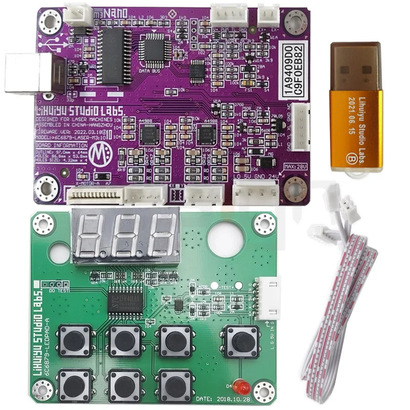 LIHUIYU Nano M2 CO2 Laser Main Board + Dongle B + Control Panel Board Corellaser LaserDRW CO2 Laser