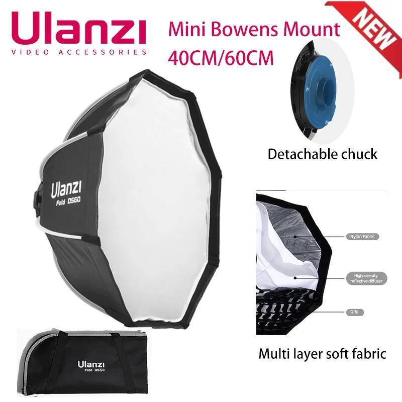 LAS002 40 ซม.60 ซม.พับ Octagon Softbox พร้อม Mini Bowens Mount Honeycomb Grid Reflector ร่ม Softbox 