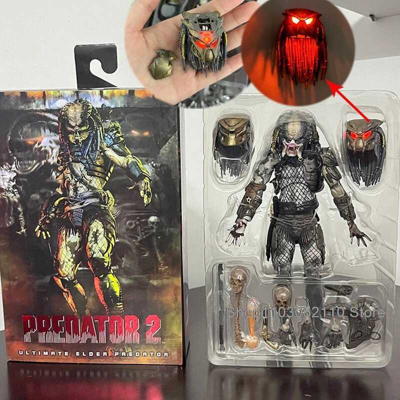 C NECA Elder Predator Figure With LED Predator VS Alien Edition Predator Alien Hunter Action Figure