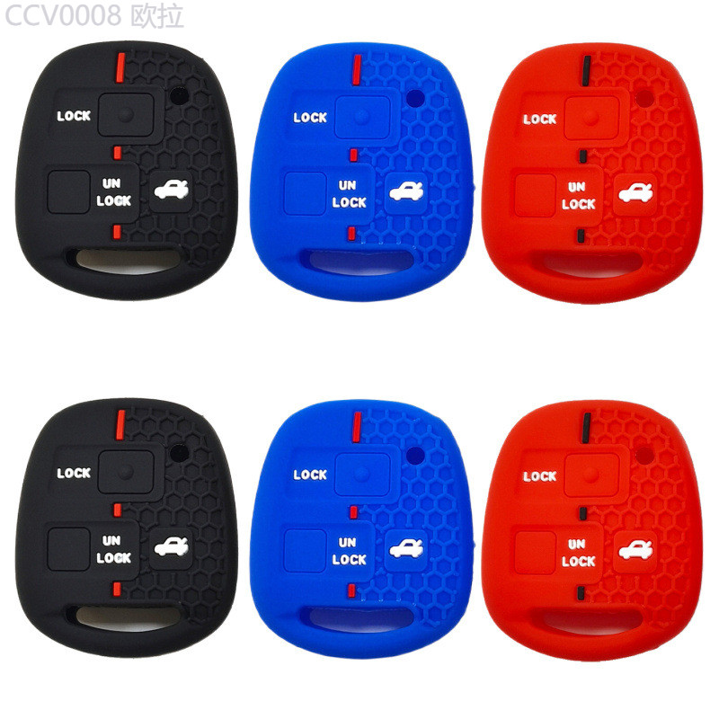 【2024-2025】 เหมาะสำหรับ Toyota Overbearing ตรง 3 ปุ่มรูปแบบรังผึ้งซิลิโคน FJ Cruiser Prado Key Case