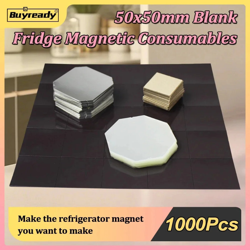 1000Pcs 50×50mm Square DIY Blank Fridge Magnetic Material Custom Photos Refrigerator Magnetic Consu
