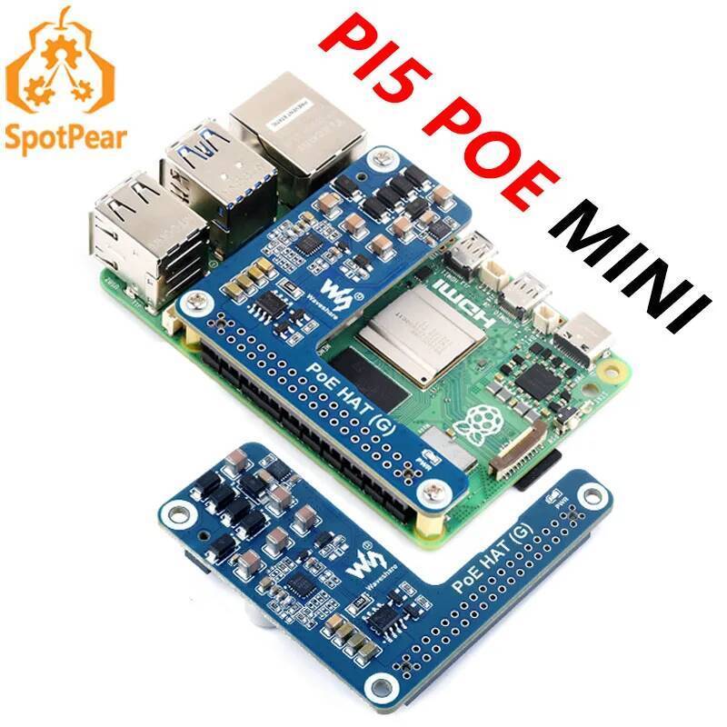 Raspberry Pi 5 PoE MINI HAT(G) พลังเหนือ RJ45 Ethernet 802.3af/at Moudle สําหรับ Pi5