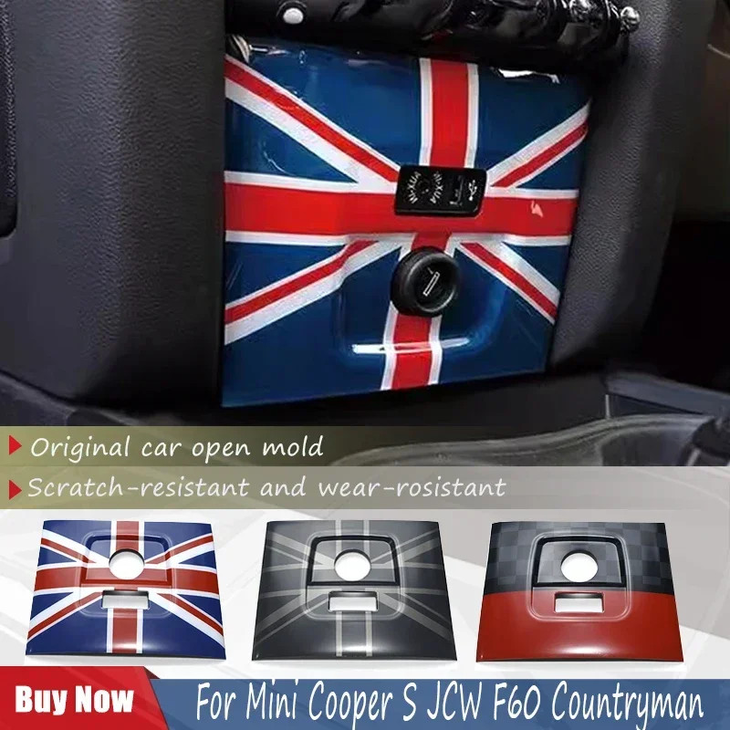 Union Jack Car Cigarette Lighter USB AUX Panel Trim Cover Sticker For Mini Cooper S JCW F60 Country