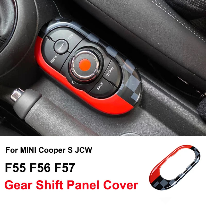 JCW Style Center Console Multimedia Button Gear Panel Housing Cover Sticker For MINI Cooper S JCW F