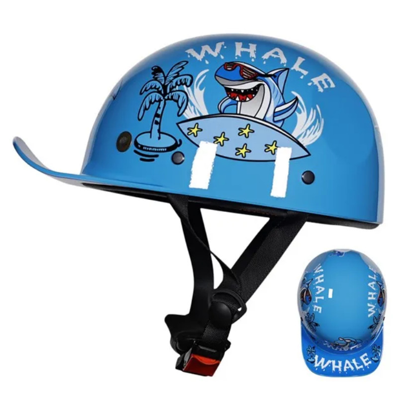 ORZ Motorcycle Helmet Children's Vintage Duck Tongue Baseball cap Skateboarding Bike Half Helmet Sa
