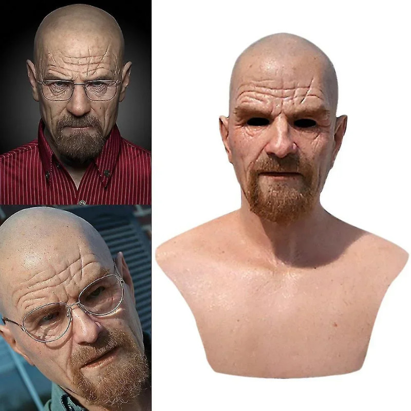 New American TV Series Breaking Bad Mask Heisenberg Old White Avatar 3D Live Head Cover Halloween P