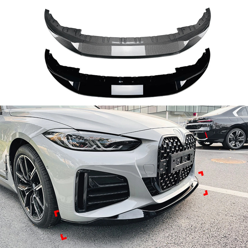 Car Front Bumper Spoiler Blade Lip Splitter For BMW 4 Series G26 M Sport M440i i4 M50 Gran Coupe 20