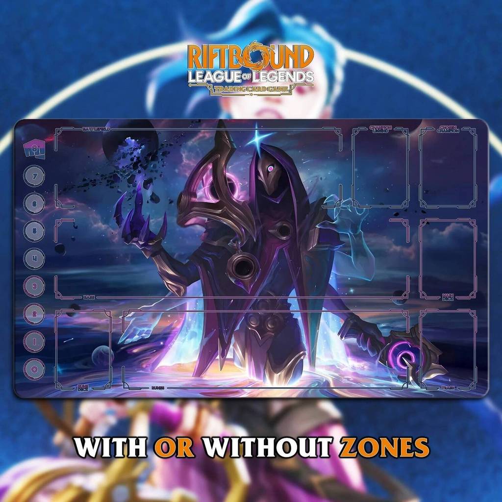 RIFTBOUND LOL TCG Playmat 24x14" (60*35ซม.) | Dark Cosmic Jhin - ขอบเย็บ